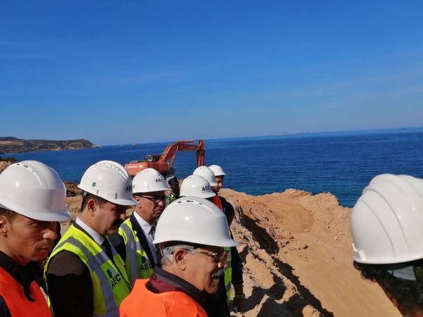 Lotfi Zenadi inspects the water desalination plant project in Ras El-Abyad, Oran-El Hewar, Algeria