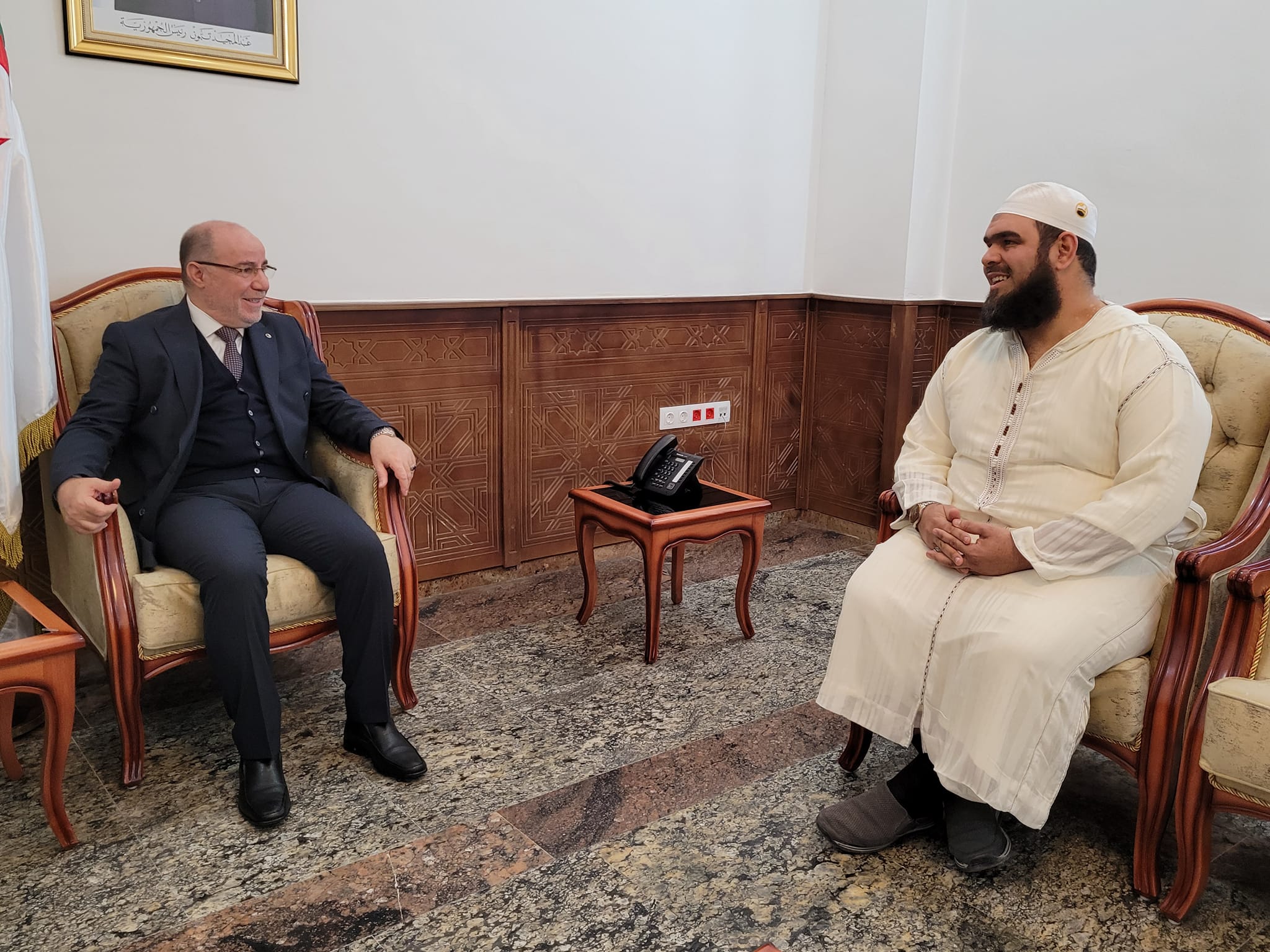 Youssef Belmehdi receives Imam Walid Mahassas - Al-Hiwar Al-Jazaeryya