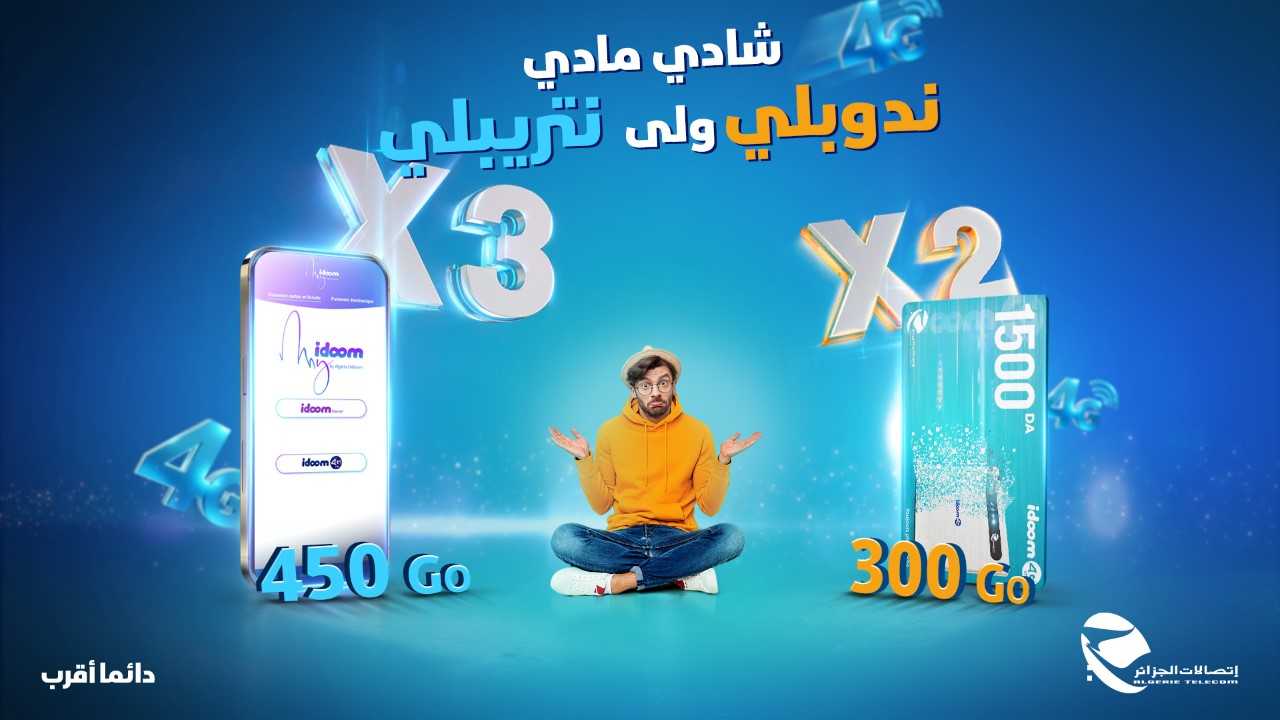 Algeria Telecom enables its customers participating in the “Idoom 4G” offer to double the volumes of the Internet